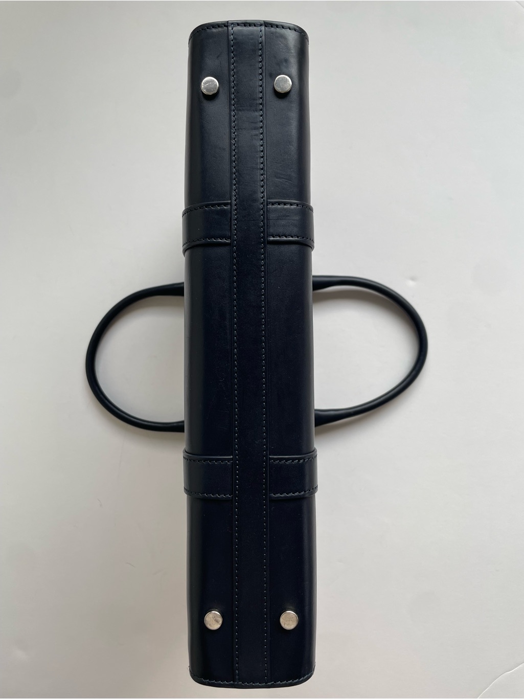 Carl Friedrik Palissy Briefcase, Navy Italian Vachetta Leather 15” Laptop Bag — image 8 of 8
